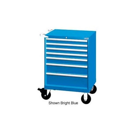 Lista International Lista 28-1/4"W Mobile Cabinet, 7 Drawers, 72 Compart - Bright Blue, No Lock XSST0750-0701MBBNL